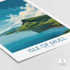 Isle of Mull Scotland Tranquil Bay Wall Art - Scottish Isle Travel Print featuring a serene coastal scene.
