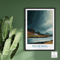 Isle of Mull Scotland Dramatic Landscape Poster - Wild Scottish Island Poster showcasing rugged scenery.