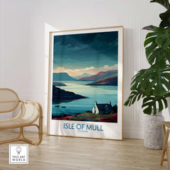 Isle of Mull Scotland Misty Landscape Wall Art - Rural Scotland Decor featuring a serene view of the Isle of Mull.