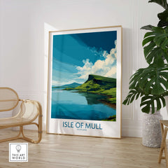 Isle of Mull Scotland Tranquil Bay Wall Art - Scottish Isle Travel Print displayed in a stylish interior setting.