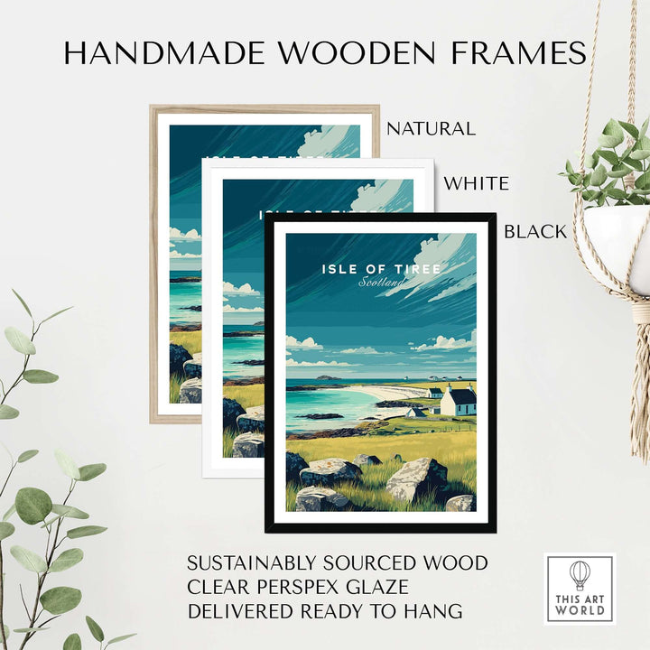 Isle of Tiree Hebridean Sea View Print | Scottish Island Wall Art framed in handmade wooden frames.
