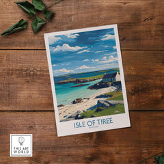 Isle of Tiree Scotland Print showcasing the island's serene landscape and tranquility in vibrant colors.