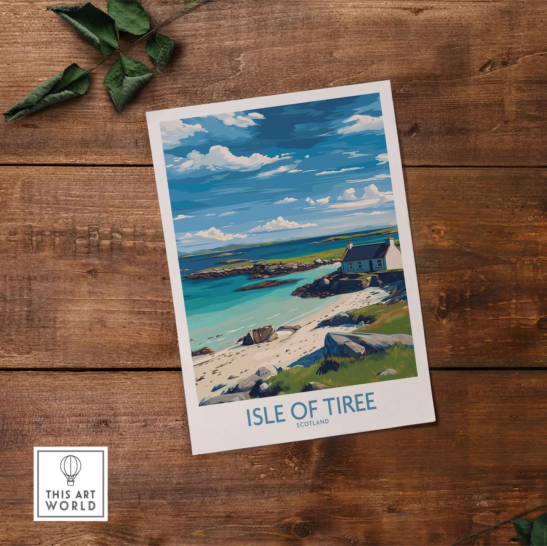 Isle of Tiree Scotland Print showcasing the island's serene landscape and tranquility in vibrant colors.