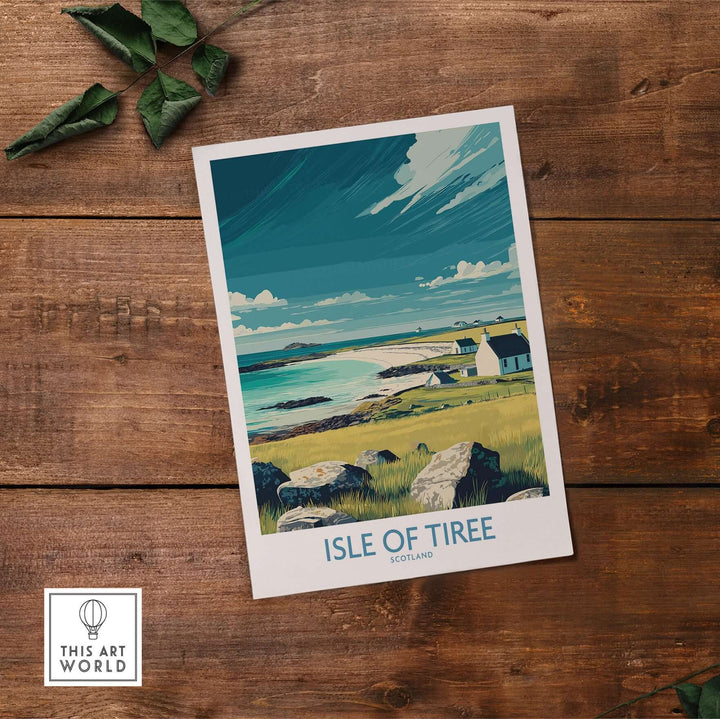 Isle of Tiree Scotland Beach Art Print | Coastal Town View Poster showcasing serene coastal scenery.
