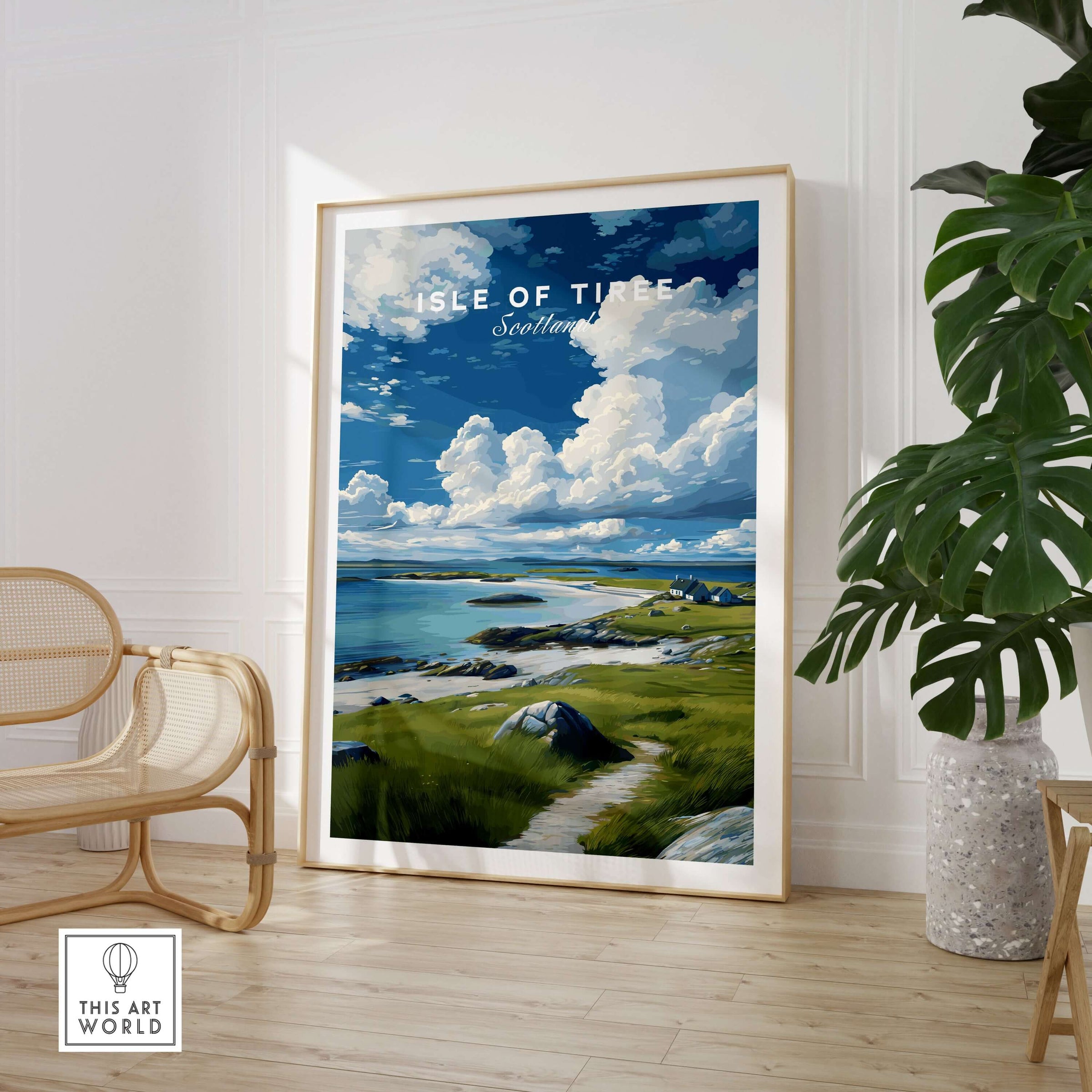 Isle of Tiree Print | Scottish Island Wall Decor showcasing serene coastal views and vibrant landscapes.