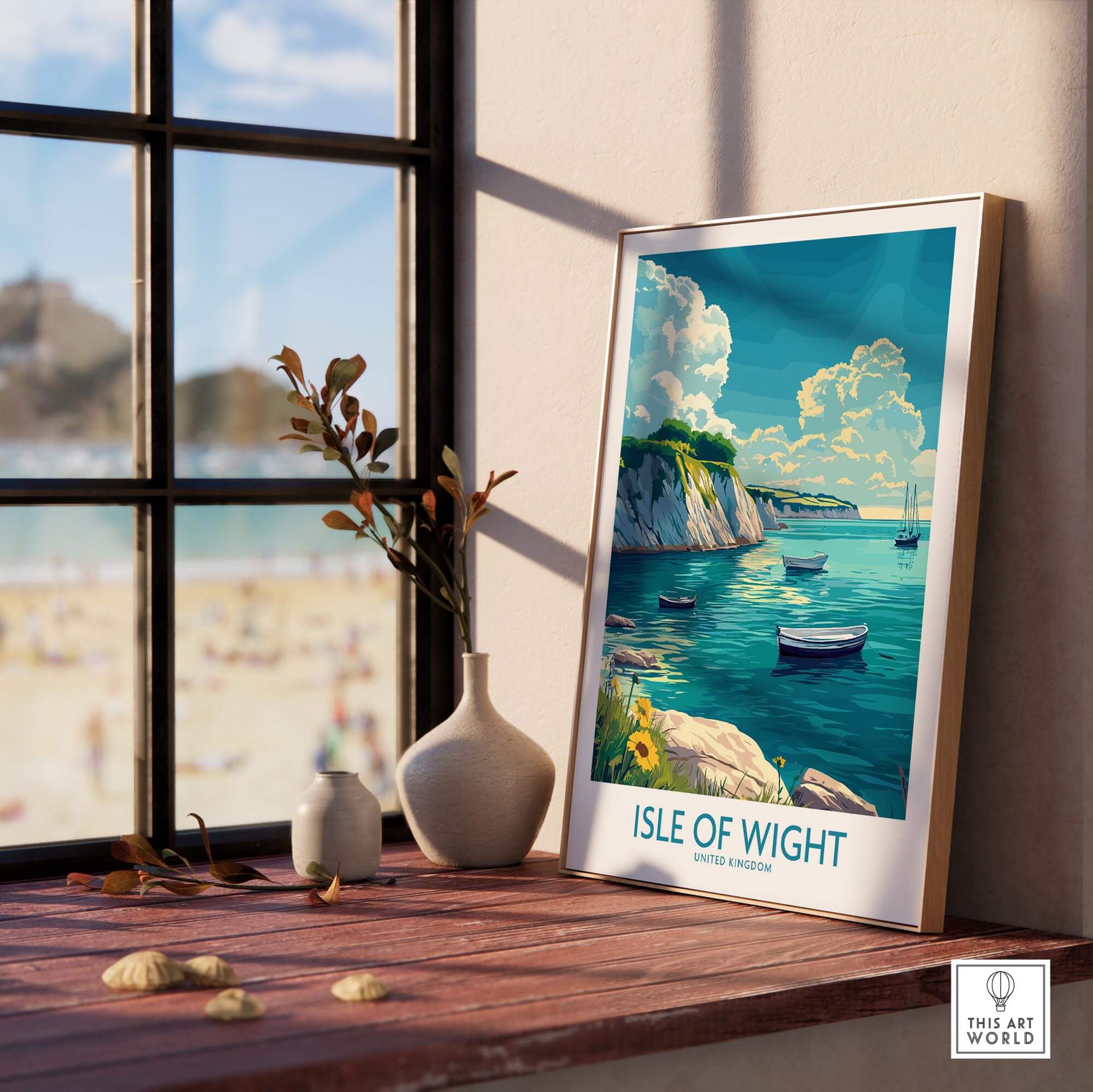 Isle of Wight Art Print showcasing vibrant seascape, perfect for home decor and UK travel enthusiasts.
