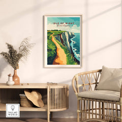 Isle of Wight Wall Art depicting the stunning coast, ideal for adding coastal charm to home decor.