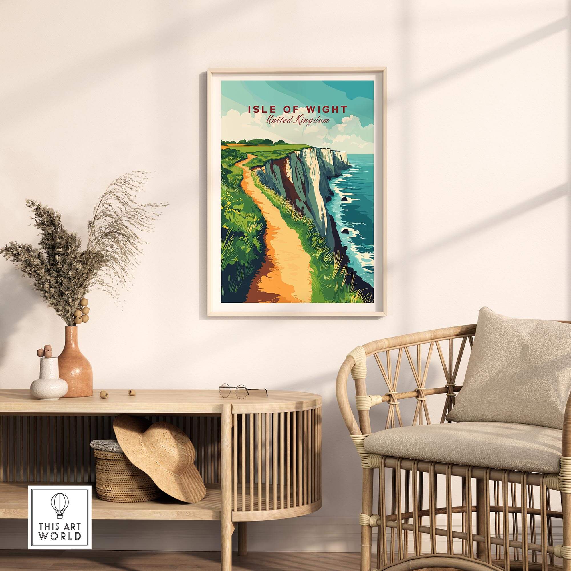 Isle of Wight Wall Art depicting the stunning coast, ideal for adding coastal charm to home decor.