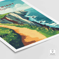 Isle of Wight Wall Art featuring a vibrant coastal landscape and scenic path by the sea.