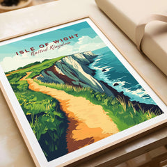 Isle of Wight Wall Art showcasing vibrant coastal cliffs and scenic paths of the Isle of Wight in the United Kingdom.