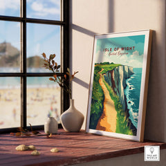 Isle of Wight Wall Art showcasing stunning coastline and vibrant colors in a cozy interior setting.