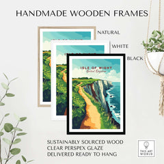 Isle of Wight Wall Art framed in handmade wooden frames, showcasing the stunning coastline and coastal charm.