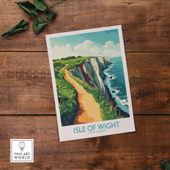Isle of Wight Wall Art Print showcasing coastal cliffs and serene landscapes of the island.