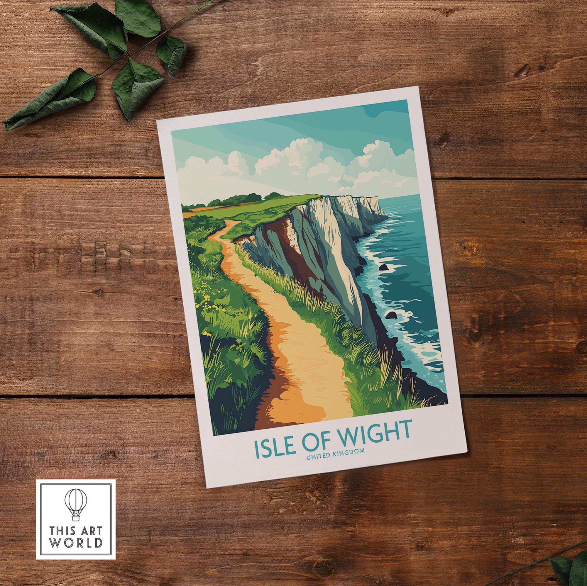 Isle of Wight Wall Art Print showcasing coastal cliffs and serene landscapes of the island.