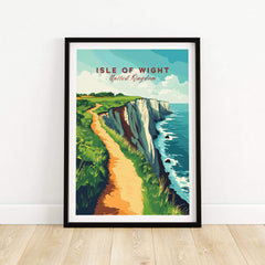 Isle of Wight Wall Art featuring a scenic coastal view with cliffs and a path in vibrant colors