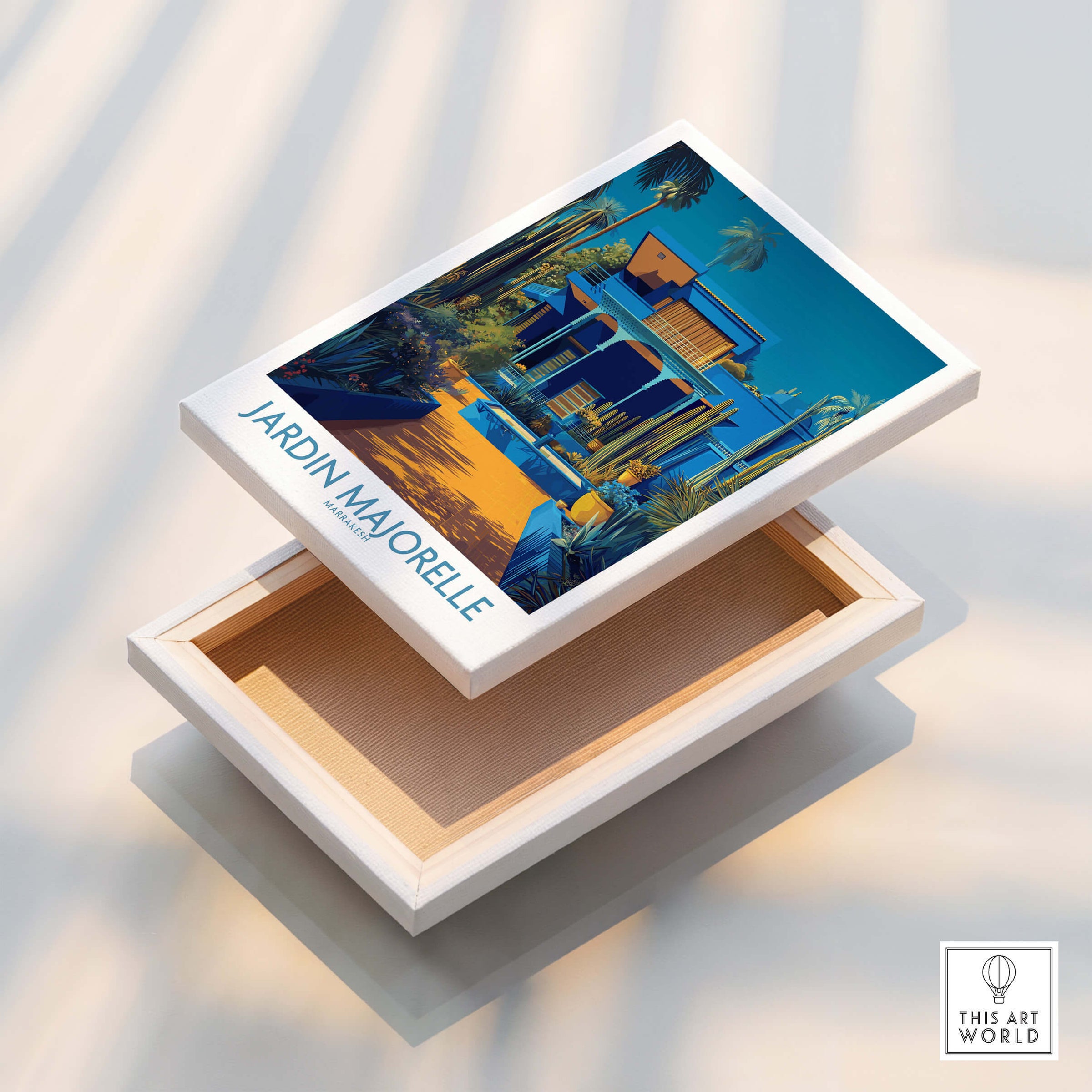 Jardim Majorelle Marrakech Posters | Majorelle Blue Architecture Canvas Print showing a vibrant design.