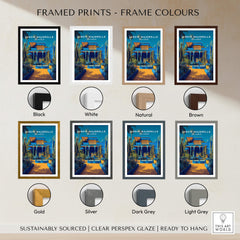 Jardim Majorelle Marrakech Wall Art Print | Moroccan Garden Travel Posters framed print options in various colors