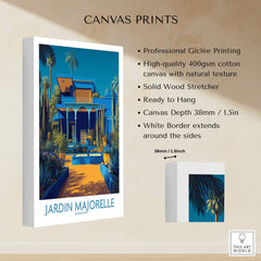 Jardim Majorelle Marrakech Posters | Majorelle Blue Architecture Canvas Print with professional Giclée printing details.