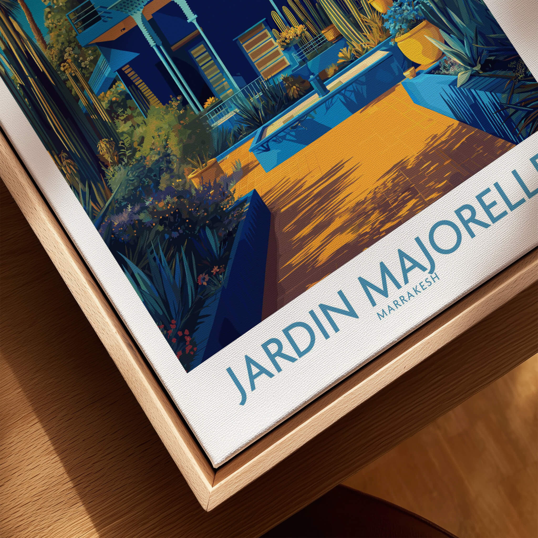 Jardim Majorelle Marrakech Posters | Majorelle Blue Architecture Canvas Print showcasing vibrant colors and lush gardens.