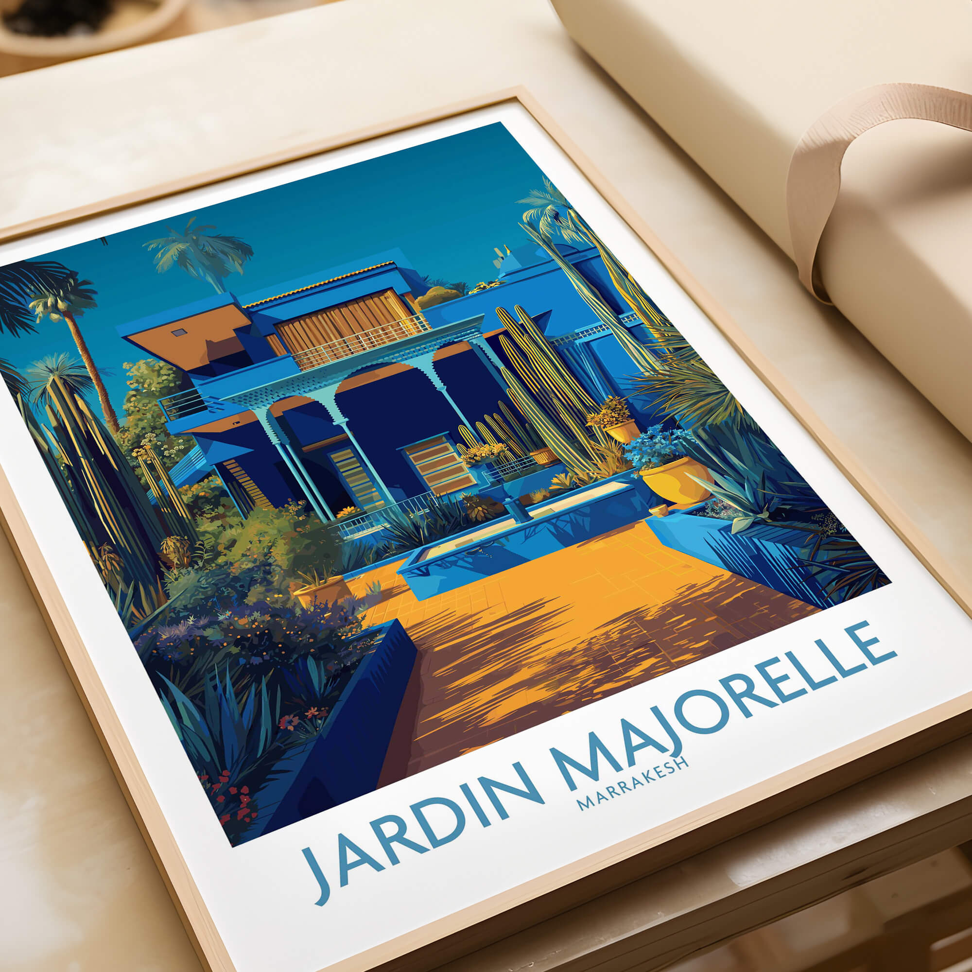 Jardim Majorelle Marrakech Posters | Majorelle Blue Architecture Canvas Print in vibrant colors and design.