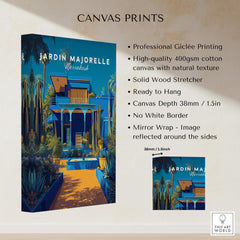 Jardim Majorelle Marrakech Wall Art Print | Moroccan Garden Travel Posters featuring a vibrant Giclée print.