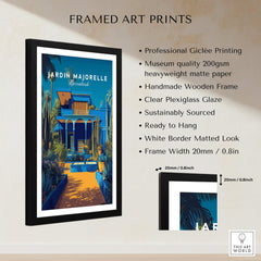 Jardim Majorelle Marrakech Wall Art Print | Moroccan Garden Travel Posters framed art print with professional giclée quality.