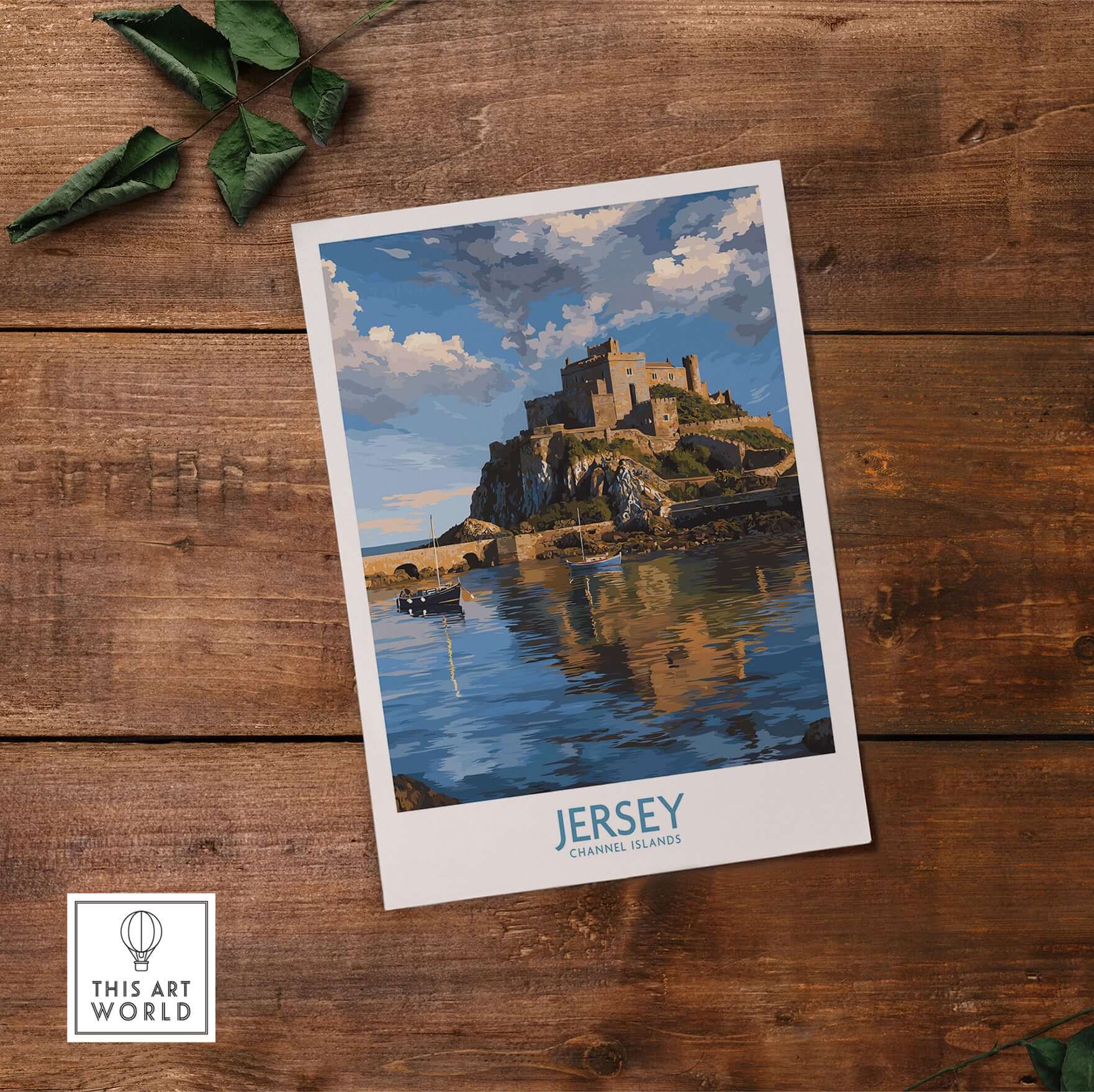 Jersey Channel Islands Mont Orgueil Castle Art Print | Historic Landmark Poster featuring a scenic view of the castle.