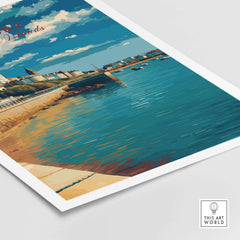 Jersey Poster -  St Helier Town Marina Print | Seaside Wall Art showcasing colorful boats and serene waterfront scenery.