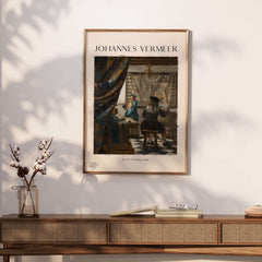 Johannes Vermeer The Art of Painting 1666 Allegory Dutch Masterpiece Art Print displayed in a stylish interior setting.
