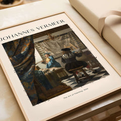 Johannes Vermeer The Art of Painting 1666 Allegory Dutch Masterpiece Art Print showcased in a stylish frame.