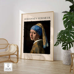 Johannes Vermeer Girl with a Pearl Earring 1665 Iconic Dutch Portrait Art Print displayed in modern interior