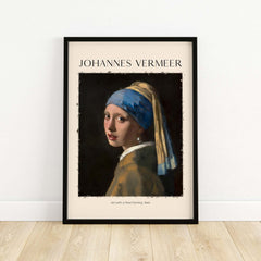 Johannes Vermeer Girl with a Pearl Earring 1665 Iconic Dutch Portrait Art Print framed art poster on wall.