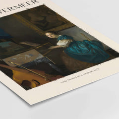 Johannes Vermeer Lady Seated at a Virginal 1670 Dutch Golden Age Art Print featured in elegant detail.
