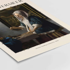 Johannes Vermeer Woman Holding a Balance 1662 Dutch Baroque Art Print Poster showcasing a woman in contemplation.