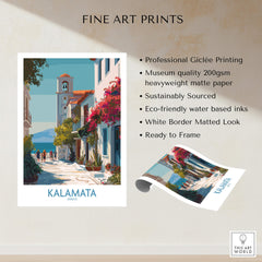 Kalamata Greece Canvas Print | Traditional Greek Village Scene Poster showcasing vibrant village scenes and Giclée quality.