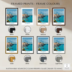 Kalamata Greece Poster | Scenic Bay & Sailing Scene Canvas Print framed in various color options.