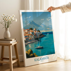 Kalamata Greece Poster | Scenic Bay & Sailing Scene Canvas Print featuring a picturesque coastal view.