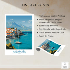 Kalamata Greece Poster | Scenic Bay & Sailing Scene Canvas Print showcasing professional quality fine art print.