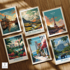 Kalamata Greece Travel Poster | Charming Street Wall Art Print featuring vibrant travel posters of various cities.