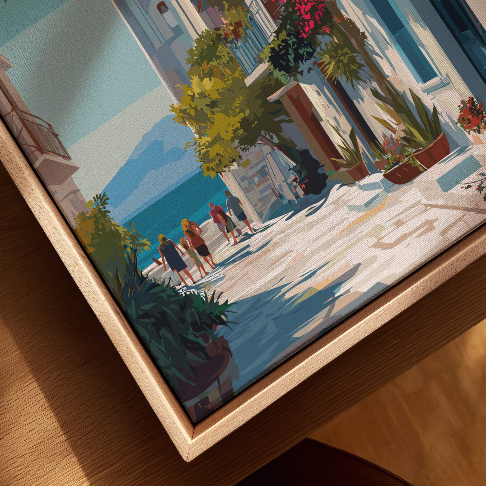 Kalamata Greece Travel Poster | Charming Street Wall Art Print featuring a picturesque street and Mediterranean scenery.
