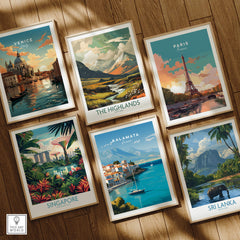 Kalamata Greece Wall Art Print | Harbor & Mountain Landscape Travel Poster featuring various travel posters.