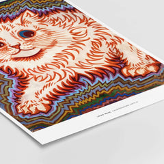 Kaleidoscope Cat Psychedelic Feline Poster Wall Art Louis Wain Exhibition Art Print featuring vibrant cat illustration.
