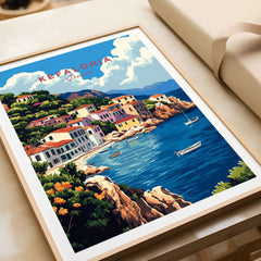 Kefalonia Art Print showcasing vibrant coastal scenery and colorful village landscapes from the Greek island.