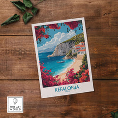 Kefalonia Wall Art featuring a vibrant beach scene, bringing the essence of Greece into your home.