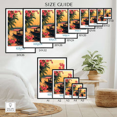 Kerala Poster India size guide showcasing various poster dimensions for Kerala artwork.