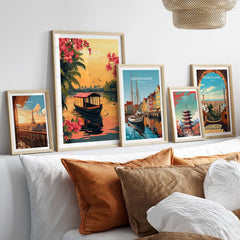 Kerala Print India travel posters featuring vibrant landscapes and cultural art, perfect for home decoration.