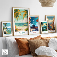 Key West Travel Print showcasing beautiful beaches and vibrant culture in a stylish home decor setting.