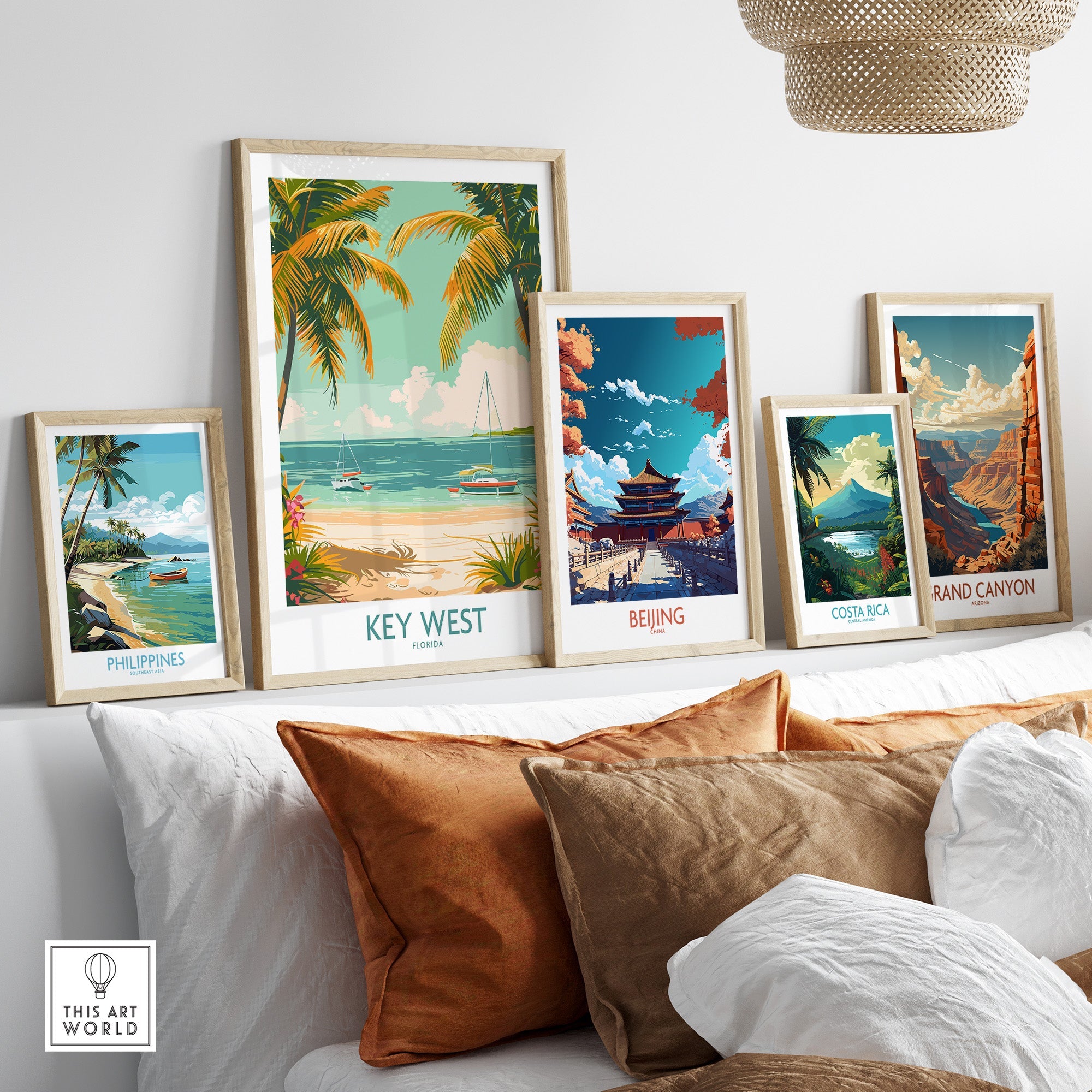 Key West Travel Print showcasing beautiful beaches and vibrant culture in a stylish home decor setting.