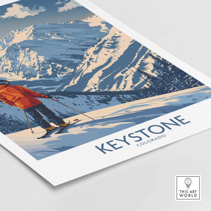 Keystone Ski Print showcasing vibrant snowy slopes and mountains of Colorado, perfect for ski lovers and home decor.