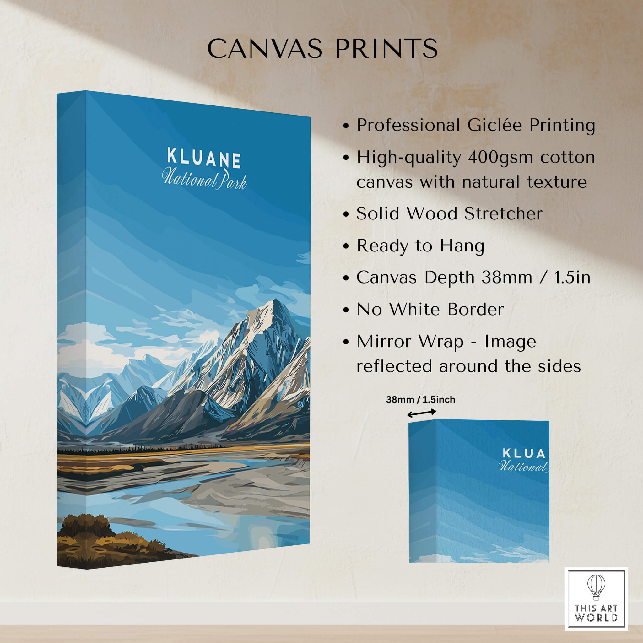 Kluane National Park Canada Wall Art Print | Travel Poster showcasing stunning mountain landscape and professional giclée printing.